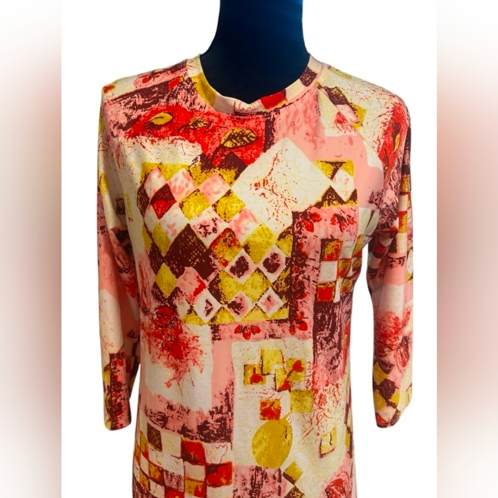 LIKE NEW - Basic Colors Vibrant Pink/Red/Yellow Dress - Picture 3 of 4